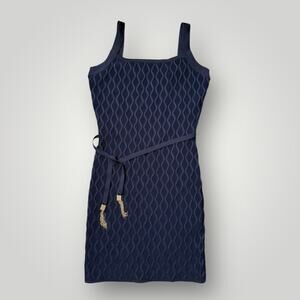 GUESS Genna Diamond Knit Sweater Dress Women's Size L Blackened Blue